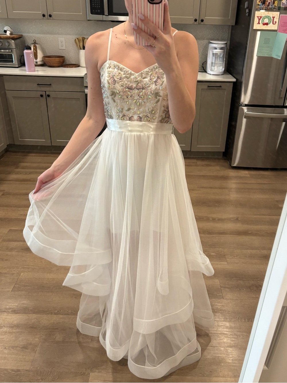 Beautiful Beaded White Prom Dress